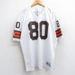 XL★古着 チャンピオン champion 半袖 ビンテージ フットボール Tシャツ メンズ 90年代 90s RISON 80 メッシュ地 大きいサイズ ロング丈 Vネック USA製 白 ホワイト ゲームシャツ ユニフォーム 25jun11 中古