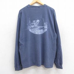 XL★古着 長袖 ビンテージ Tシャツ メンズ 00年代 00s ヨット NOANK VILLAGE BOAT YARD 大きいサイズ コットン クルーネック 紺 ネイビー 25jun11 中古