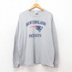 【20%OFF】XL★古着 長袖 ビンテージ Tシャツ メンズ 00年代 00s NFL ニューイングランドペイトリオッツ 大きいサイズ クルーネック グレー 霜降り アメフト スーパーボウル 25jun12 中古