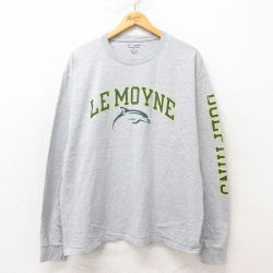 XL★古着 チャンピオン Champion 長袖 Tシャツ メンズ イルカ クルーネック グレー 霜降り 25jun12 中古