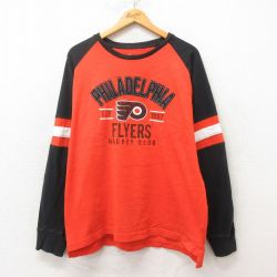 XL★古着 長袖 Tシャツ メンズ NHL フィラデルフィアフライヤーズ ラグラン クルーネック オレンジ アイスホッケー 25jun12 中古