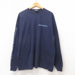 XL★古着 オールドネイビー OLD NAVY 長袖 ビンテージ Tシャツ メンズ 90年代 90s 大きいサイズ コットン クルーネック USA製 紺 ネイビー 25jun12 中古