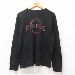 XL★古着 長袖 ロック バンド サーマル Tシャツ メンズ ピンクフロイド クルーネック 黒 ブラック 25jun12 中古