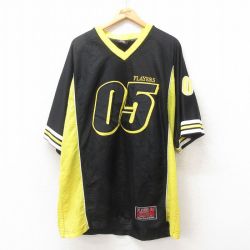 【20%OFF】XL★古着 半袖 Tシャツ メンズ 05 大きいサイズ ロング丈 メッシュ地 Vネック 黒 ブラック 25jun12 中古