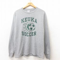 M★古着 ジャージーズ 長袖 ビンテージ Tシャツ メンズ 00年代 00s サッカー クルーネック グレー 霜降り 25jun12 中古