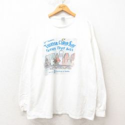 XL★古着 長袖 Tシャツ メンズ オースティン 企業広告 大きいサイズ コットン クルーネック 白 ホワイト 25jun12 中古