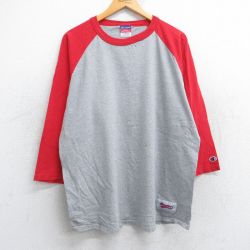 XL★古着 チャンピオン Champion 7分袖 ビンテージ Tシャツ メンズ 00年代 00s 無地 ツートンカラー ラグラン クルーネック グレー 霜降り他 25jun12 中古 7分丈 七分丈 七分袖