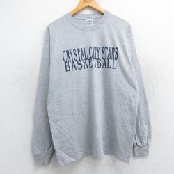 L★古着 長袖 ビンテージ Tシャツ メンズ 00年代 00s クリスタルシティスターズ バスケットボール クルーネック グレー 霜降り 25jun12 中古