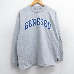 L★古着 長袖 ビンテージ Tシャツ メンズ 00年代 00s ジェネセオ クルーネック グレー 霜降り 25jun12 中古