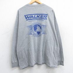 XL★古着 ジャージーズ 長袖 ビンテージ Tシャツ メンズ 00年代 00s 地球 WALKER 大きいサイズ クルーネック グレー 霜降り 25jun12 中古