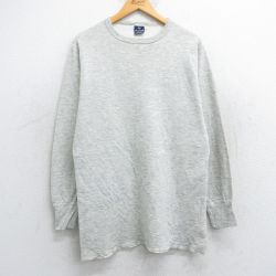 L★古着 デュオフォールド 長袖 ビンテージ Tシャツ メンズ 90年代 90s 無地 コットン クルーネック USA製 薄グレー 霜降り 25jun12 中古