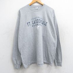 【50%OFF】XL★古着 長袖 ビンテージ Tシャツ メンズ 00年代 00s フォートローダデール フロリダ 大きいサイズ クルーネック グレー 霜降り 25jun13 中古