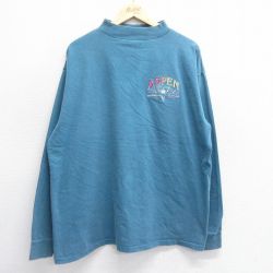 XL★古着 長袖 ビンテージ Tシャツ メンズ 90年代 90s ASPEN 大きいサイズ コットン モックネック USA製 青緑 25jun16 中古
