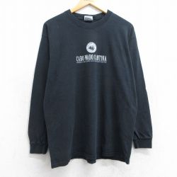 【20%OFF】L★古着 長袖 ビンテージ Tシャツ メンズ 00年代 00s カボワボ コットン クルーネック 黒 ブラック 25jun19 中古