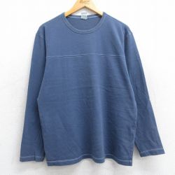 L★古着 オールドネイビー OLD NAVY 長袖 フットボール Tシャツ メンズ 無為 コットン クルーネック 薄紺 ネイビー 25jun19 中古