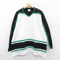 XL★古着 長袖 ビンテージ フットボール Tシャツ メンズ 90年代 90s 22 メッシュ地 大きいサイズ Vネック USA製 白他 ホワイト ゲームシャツ ユニフォーム 25jun20 中古