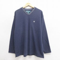 【50%OFF】XL★古着 ビッグドッグス 長袖 ビンテージ Tシャツ メンズ 00年代 00s ワンポイントロゴ Vネック 紺 ネイビー 25jun20 中古