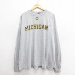 【50%OFF】XL★古着 長袖 ビンテージ Tシャツ メンズ 00年代 00s ミシガン 大きいサイズ コットン クルーネック グレー 霜降り 25jun20 中古