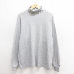 【50%OFF】XL★古着 ラッセル 長袖 ビンテージ Tシャツ メンズ 90年代 90s ミズーリ 大きいサイズ タートルネック ハイネック USA製 グレー 霜降り 【spe】 25jun20 中古