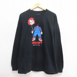 XL★古着 長袖 Tシャツ メンズ ホラー映画 チャイルドプレイ チャッキー コットン クルーネック USA製 黒 ブラック 【spe】 25jun20 中古
