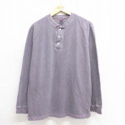 【20%OFF】L★古着 ギャップ GAP 長袖 Tシャツ メンズ 無地 鹿の子 コットン ヘンリーネック グレー 25jun20 中古