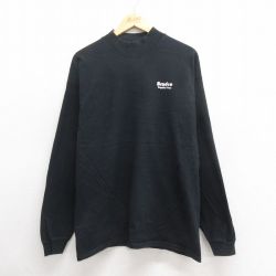XL★古着 長袖 ビンテージ Tシャツ メンズ 90年代 90s Bradco コットン モックネック ハイネック USA製 黒 ブラック 25jun20 中古