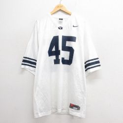 XL★古着 ナイキ NIKE 半袖 フットボール Tシャツ メンズ 45 大きいサイズ メッシュ地 Vネック 白 ホワイト ユニフォーム ゲームシャツ 25jun20 中古