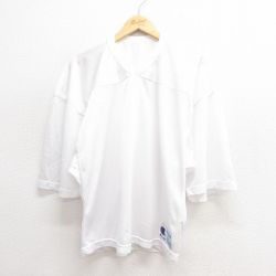 【20%OFF】L★古着 チャンピオン champion 半袖 ビンテージ フットボール Tシャツ メンズ 90年代 90s 無地 メッシュ地 Vネック USA製 白 ホワイト 【spe】 25jun20 中古