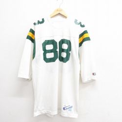 XL★古着 チャンピオン champion 7分袖 ビンテージ フットボール Tシャツ メンズ 80年代 80s 88 メッシュ地 クルーネック USA製 白 ホワイト ユニフォーム ゲームシャツ 【spe】 25jun20 中古 7分丈 七分丈 七分袖