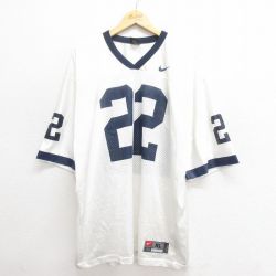 XL★古着 ナイキ NIKE 半袖 ビンテージ フットボール Tシャツ メンズ 00年代 00s 22 大きいサイズ メッシュ地 Vネック 白 ホワイト ユニフォーム ゲームシャツ 25jun20 中古