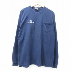 XL★古着 長袖 ビンテージ Tシャツ メンズ 00年代 00s DGA Builders 胸ポケット付き 大きいサイズ コットン クルーネック 紺 ネイビー 25jun23 中古