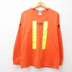 L★古着 長袖 ビンテージ Tシャツ メンズ 00年代 00s メトロポリタン コットン クルーネック オレンジ他 25jun23 中古