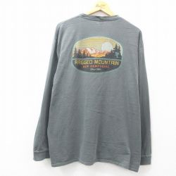 XL★古着 長袖 ビンテージ Tシャツ メンズ 90年代 90s ラギットマウンテン 大きいサイズ コットン クルーネック 濃グレー 25jun23 中古