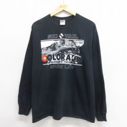 L★古着 長袖 ビンテージ Tシャツ メンズ 00年代 00s コロラド コットン クルーネック 黒 ブラック 25jun24 中古
