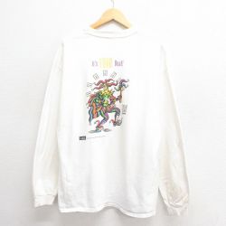 XL★古着 ヘインズ Hanes 長袖 ビンテージ Tシャツ メンズ 00年代 00s ピエロ コットン クルーネック 白 ホワイト 25jun24 中古