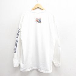 XL★古着 長袖 ビンテージ Tシャツ メンズ 90年代 90s Exon Mobil 大きいサイズ コットン USA製 白 ホワイト 25jun24 中古