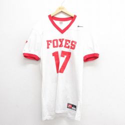XL★古着 ナイキ NIKE 半袖 ビンテージ フットボール Tシャツ メンズ 90年代 90s　FOXES 大きいサイズ ロング丈 メッシュ地 USA製 白 ホワイト ユニフォーム ゲームシャツ 25jun24 中古