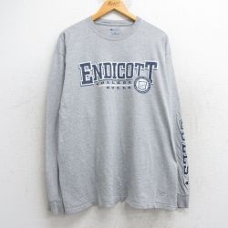 XL★古着 チャンピオン Champion 長袖 Tシャツ メンズ エンディコット カレッジ クルーネック グレー 霜降り 25jun25 中古