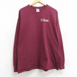 L★古着 長袖 ビンテージ Tシャツ メンズ 00年代 00s Brooke コットン クルーネック エンジ 25jun25 中古