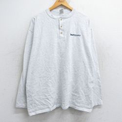 XL★古着 長袖 ビンテージ Tシャツ メンズ 90年代 90s セキュリティ Dynamics 大きいサイズ ヘンリーネック USA製 薄グレー 霜降り 25jun25 中古
