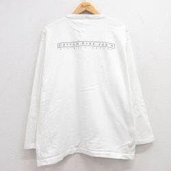 【20%OFF】XL★古着 長袖 ビンテージ Tシャツ メンズ 90年代 90s COTTON コットン ヘンリーネック USA製 白 ホワイト 25jun27 中古