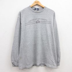 L★古着 ジャンスポーツ 長袖 ビンテージ Tシャツ メンズ 00年代 00s ソールズベリー 大学 クルーネック グレー 霜降り 25jun27 中古