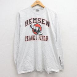 XL★古着 ヘインズ Hanes 長袖 ビンテージ Tシャツ メンズ 00年代 00s ウイングフット クルーネック 薄グレー 霜降り 25jun27 中古