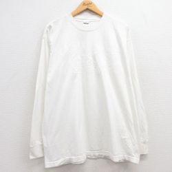 XL★古着 長袖 ビンテージ Tシャツ メンズ 90年代 90s ヒルトン カジノ コットン クルーネック USA製 白 ホワイト 25jun27 中古