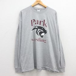 【50%OFF】XL★古着 長袖 ビンテージ Tシャツ メンズ 00年代 00s park レスリング 大きいサイズ クルーネック グレー 霜降り 25jun27 中古