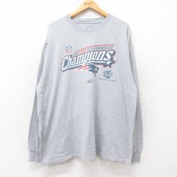 XL★古着 リーボック REEBOK 長袖 ビンテージ Tシャツ メンズ 00年代 00s NFL ニューイングランドペイトリオッツ 大きいサイズ クルーネック グレー 霜降り アメフト スーパーボウル 25jun27 中古