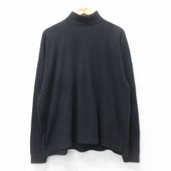 XL★古着 ピューリタン 長袖 ビンテージ Tシャツ メンズ 00年代 00s 無地 大きいサイズ コットン タートルネック ハイネック 黒 ブラック 25jun28 中古