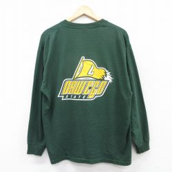 XL★古着 ジャージーズ 長袖 ビンテージ Tシャツ メンズ 00年代 00s OSWEGO STATE 大きいサイズ コットン クルーネック 緑 グリーン 25jun30 中古