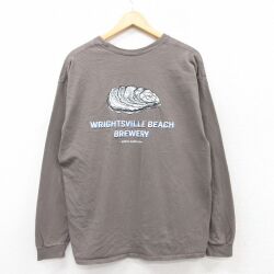 XL★古着 長袖 Tシャツ メンズ WRIGHTSVILLE BEACH クルーネック 茶 ブラウン 25jul01 中古