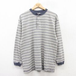 【50%OFF】XL★古着 COUNTY SEAT 長袖 ビンテージ Tシャツ メンズ 90年代 90s ヘンリーネック USA製 紺他 ネイビー ボーダー 【spe】 25jul01 中古